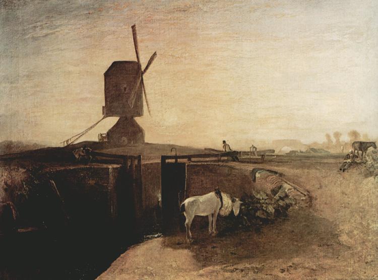 Joseph Mallord William Turner Grand Junction Canal at Southall Mill Windmill and Lock (mk31) France oil painting art